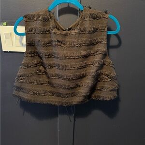 Brown Fringe Crop Top